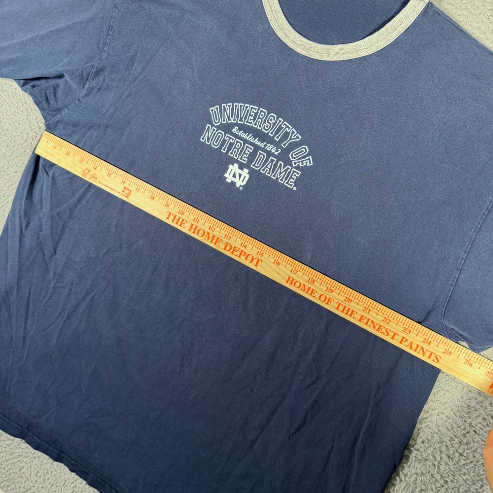 Notre Dame Fighting Irish Shirt Mens 2XL XXL Blue Ringer Champion Vtg Faded Tee - Picture 4 of 7